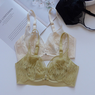 带钢圈的胸罩大胸显小超薄款无海绵蕾丝纯欲风性感胸大显胸小内衣
