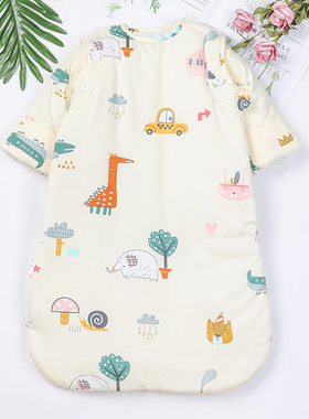 婴儿睡袋春秋冬季恒温儿童宝宝防踢被神器中大童四季通用纯棉薄款