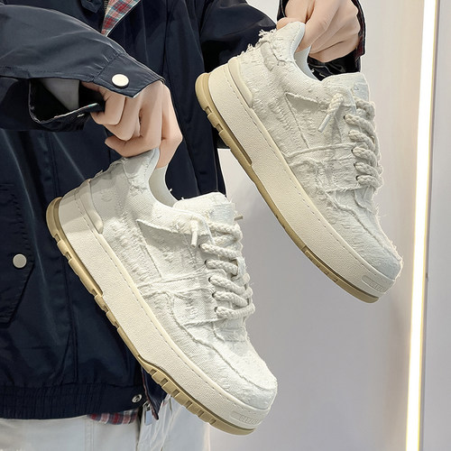 破坏美学风帆布鞋男情侣厚底板鞋