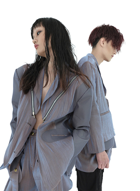 M0321-2022s原创独立设计丝光紫双面穿西服