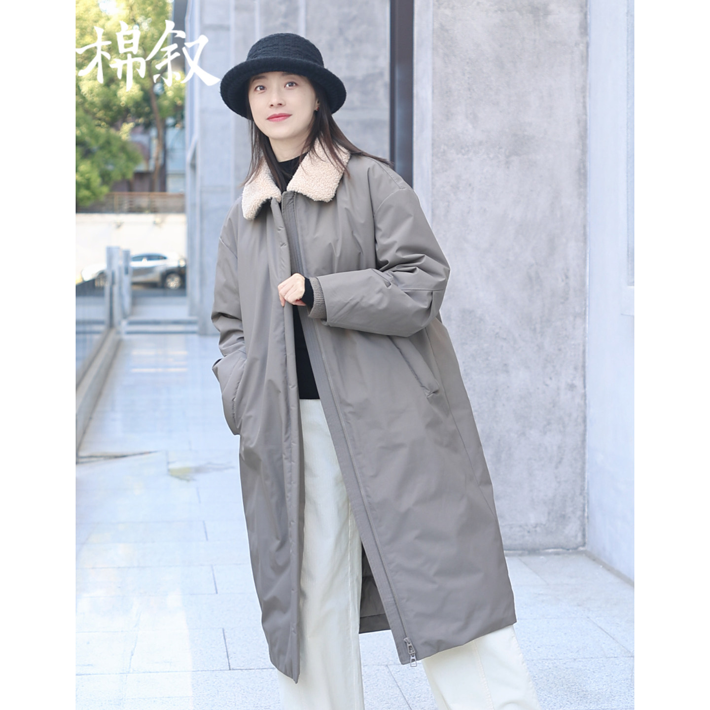 棉叙新国标90白鹅绒长款拼羊羔毛翻领派克服工装风羽绒服女15380,女装/女士精品,羽绒服,淘宝优惠券,粉丝福利购,淘宝优惠卷