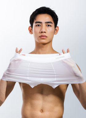 Asianbum轻薄半透冰丝平角内裤