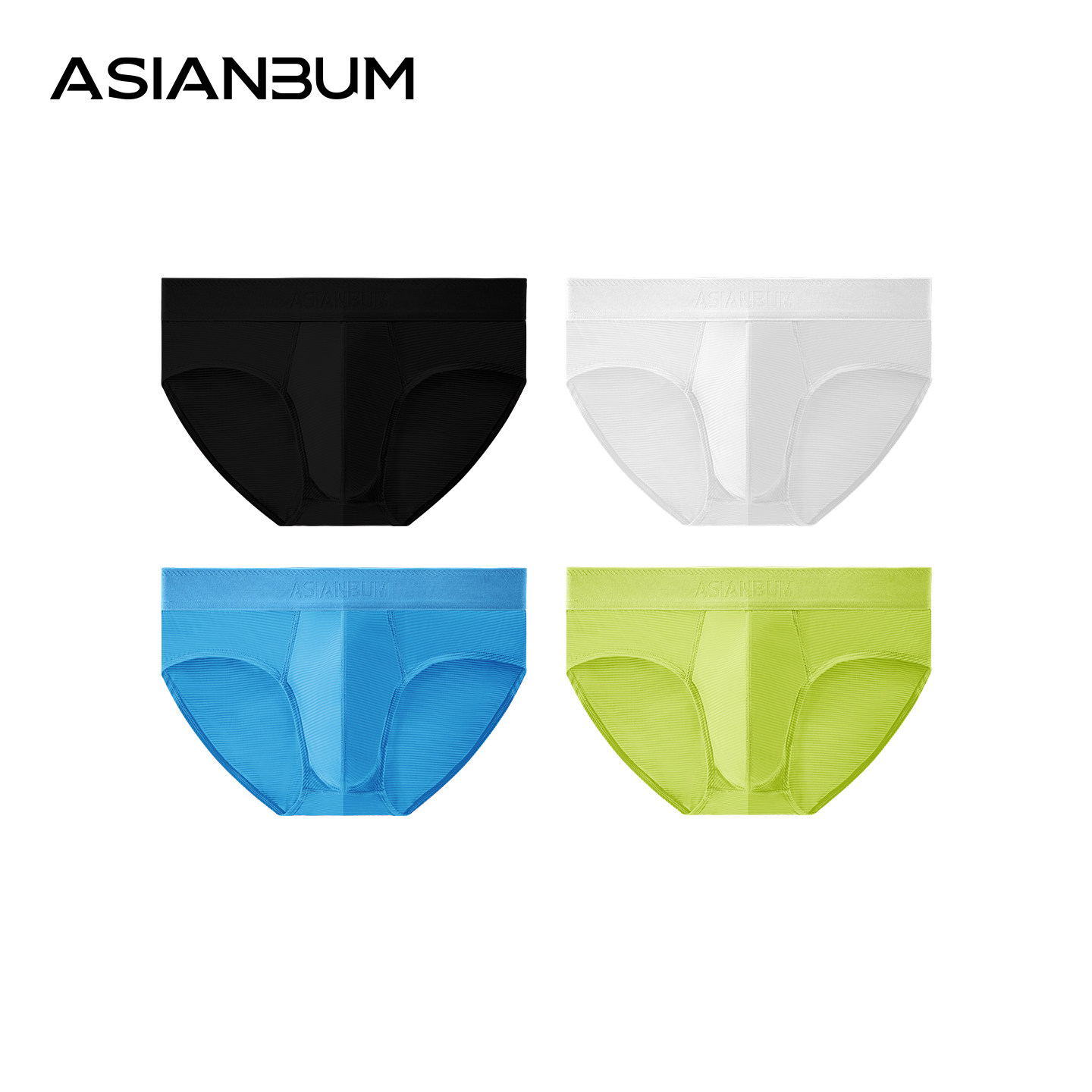 Asianbum男士运动三角内裤锦纶丝滑简约透气速干个性三角裤蓝色