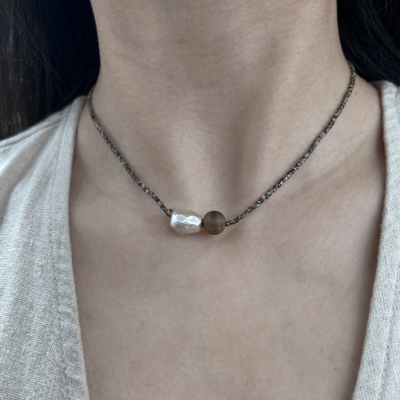 南西Handmade原创新中式沉水级沉香s999纯银古董串珠项链情侣