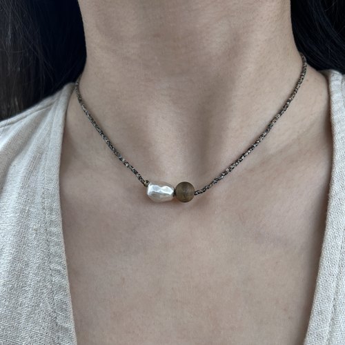 南西Handmade原创新中式沉水级沉香s999纯银古董串珠项链情侣