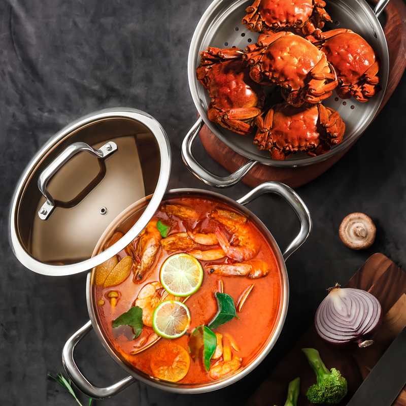 304不锈钢加厚三层汤锅