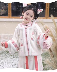 汉服冬款儿童唐装半臂民国风文艺复古加厚拜年服小女孩冬季套装