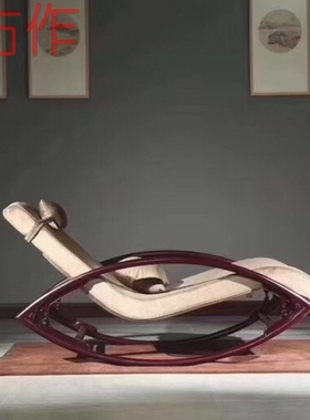 仙知古作赞比亚血檀缅花非洲紫檀实木躺椅摇椅午睡椅休闲逍遥椅