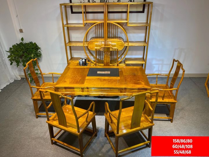 正宗四川金丝楠木小叶桢楠茶桌组合新中式茶台水波纹办公休闲茶海