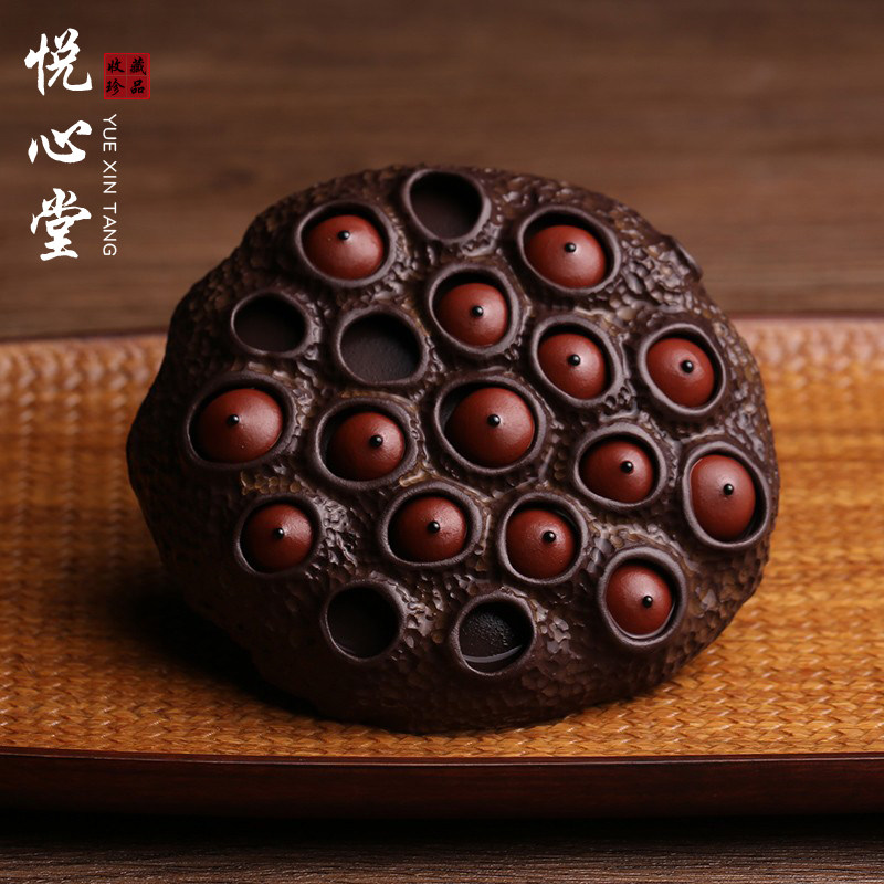 精品紫砂全手工茶宠青蛙莲蓬名家陈真莲子创意个性茶玩摆件可养