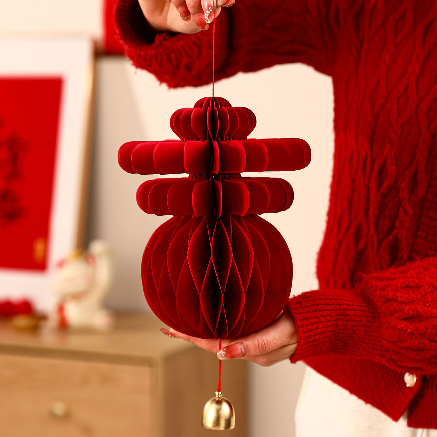 新年春字灯笼挂件2026过年春节年味蜂窝球装饰品马年氛围布置挂饰