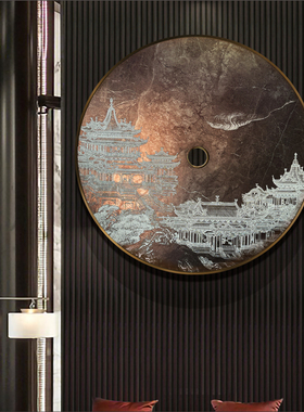 宋代美学 立体浮雕镂空装饰画 画高端壁饰寓意好玄关圆形新中式挂