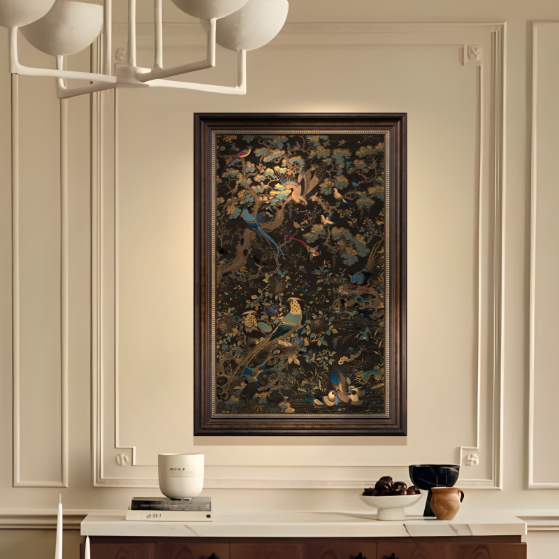 中古风玄关装饰画鎏金彩雕工艺复古小众艺术高级感沙发背景墙挂画,家居饰品,现代装饰画,淘宝优惠券,粉丝福利购,淘宝优惠卷