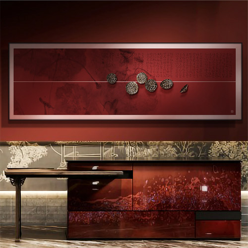 铂金工艺鸿运莲莲高端立体挂画