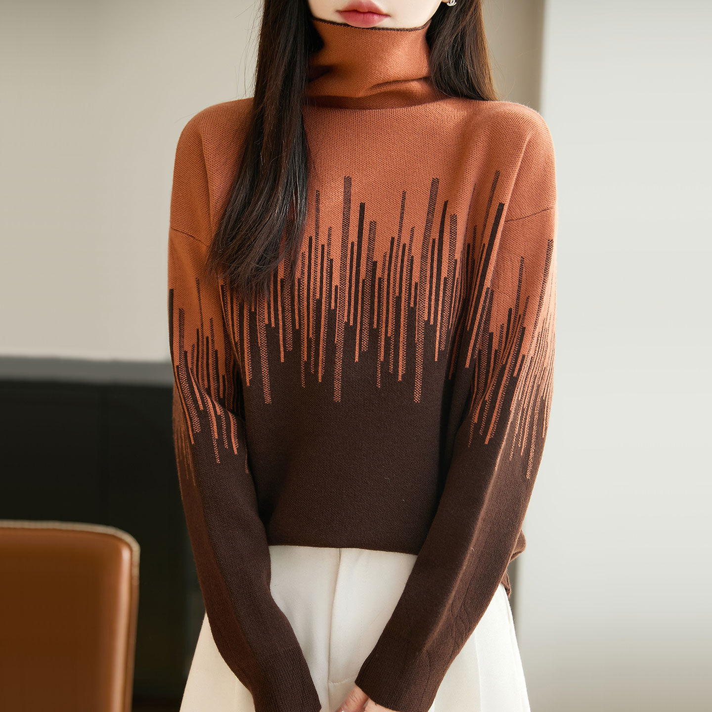 堆堆领羊毛衫女士毛衣秋冬新款