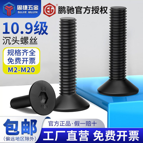 鹏驰10.9级平头沉头内六角螺丝