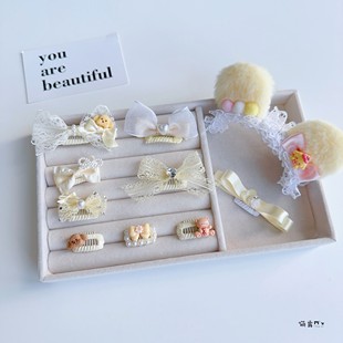 宠物发夹奶油黄色系狗狗夹子发箍头饰西施泰迪约克夏碎毛bb夹梳夹