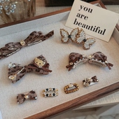 宠物发夹秋冬深咖豹纹系列 西施约克夏马尔济斯泰迪狗狗夹子发饰