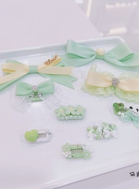 宠物发夹 草绿色碎毛BB夹 青蛙夹约克夏马尔济斯泰迪西施狗狗夹子