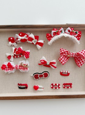 宠物手工bb夹碎毛夹约克夏鼻梁毛夹马尔济斯梳夹泰迪狗狗夹子红色