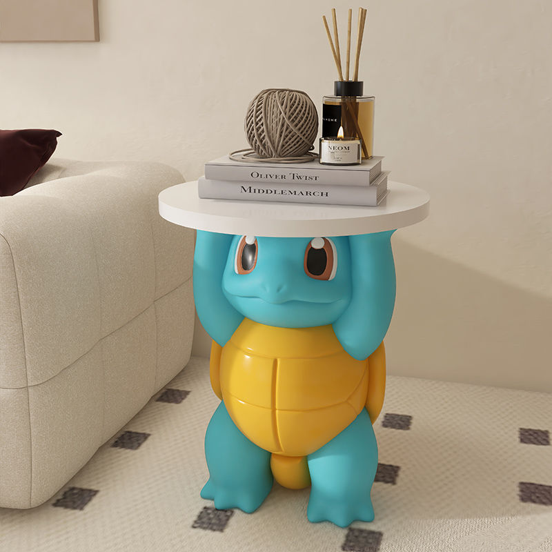 杰尼龟边几创意艺术乌龟客厅沙发茶几桌角几可移动置物架落地摆件