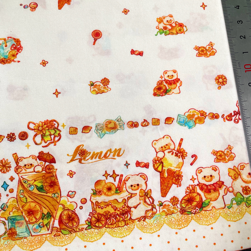 【60支棉】柠檬小熊OB11棉花娃娃BJD娃衣定位柄图Lolita原创布料