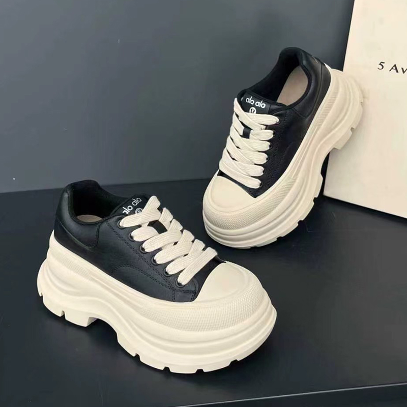 巴迪雅2025秋款欧洲站松糕底厚底牛皮真皮圆头系带松糕鞋女鞋2213