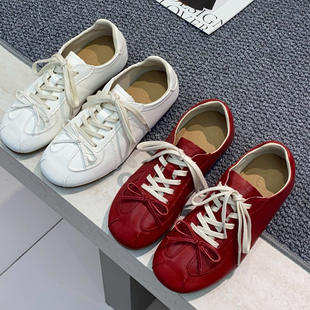 女板鞋 烟雨诗情女鞋 舒适软底系带平底鞋 小白鞋 牛皮德训鞋 2026春款