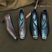 烟雨诗情女鞋 8805 舒适羊皮真皮一脚蹬方头浅口女单鞋 2026春季 新款