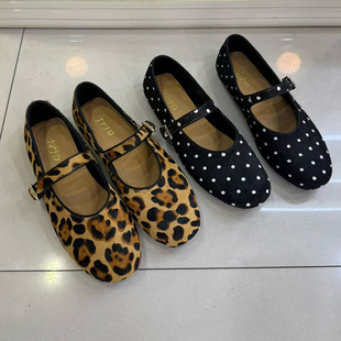 女鞋 3365 舒适马毛真皮一字扣带圆头平底浅口单鞋 晶品晶典2026新款