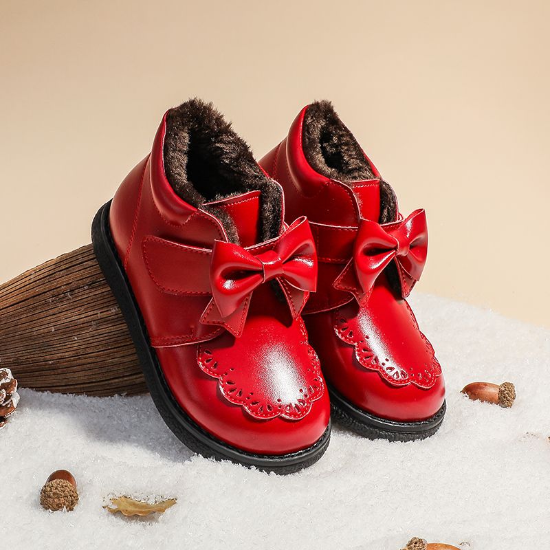 百慕达女童秋冬公主真皮棉鞋直销