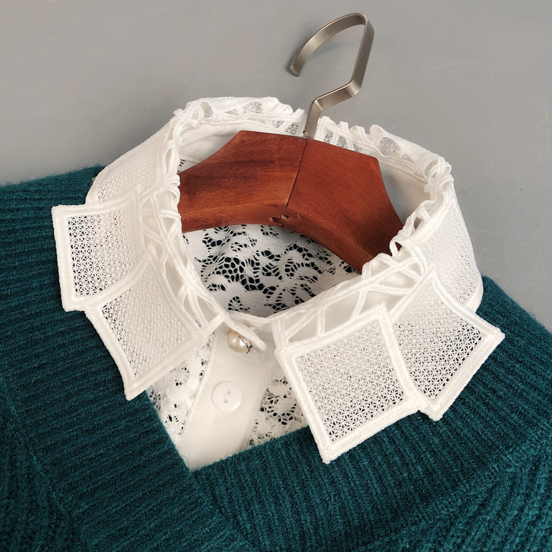 配饰蕾丝方块春夏季白色衬衣领