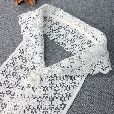 白色蕾丝花边假领子女青果领