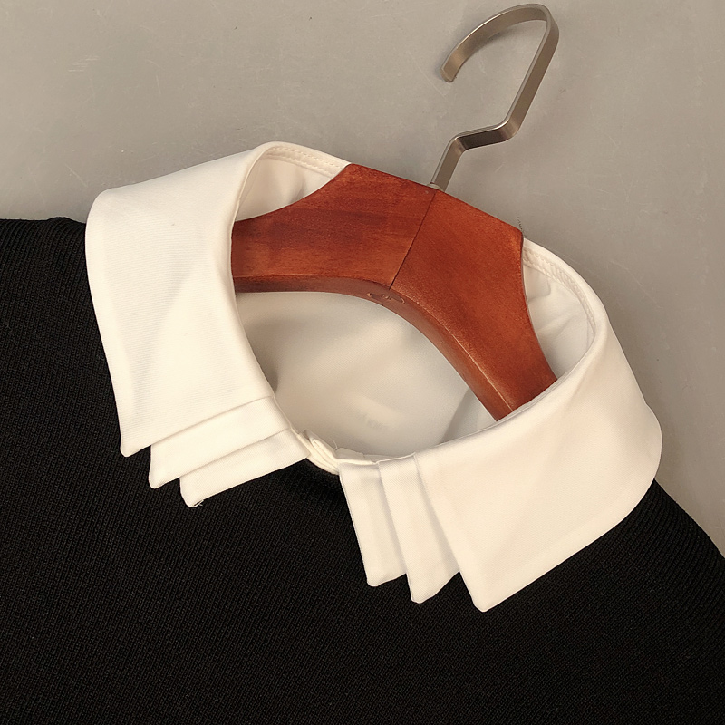 珍珠装饰韩国百搭雪纺冬季衬衣领