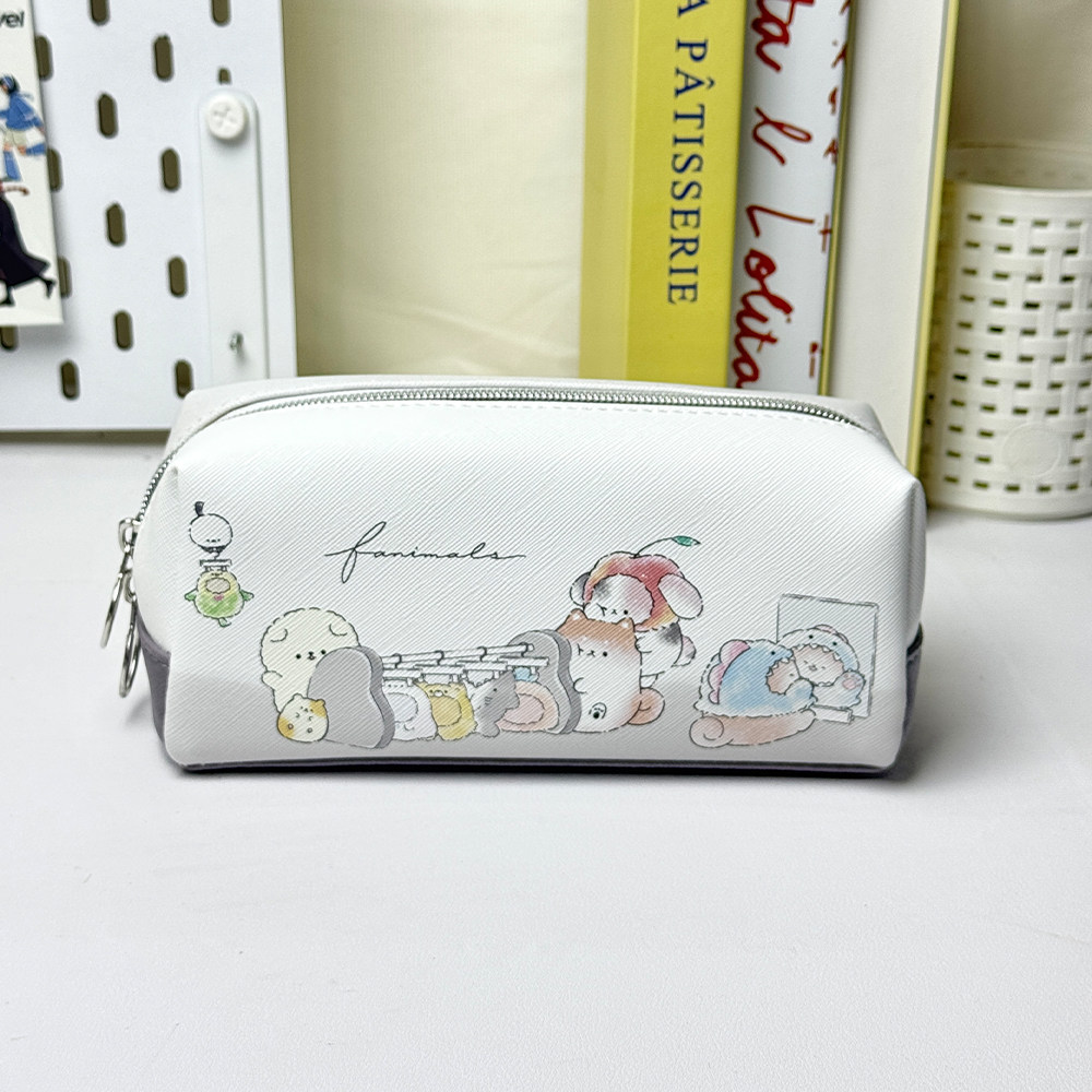 99creat可爱卡通动物笔袋学生高颜值拉链收纳袋简约文具盒