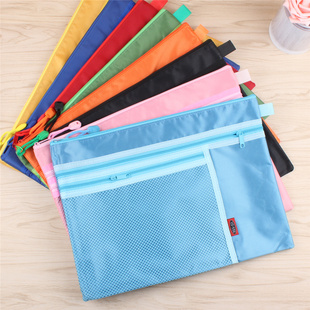 a4文件袋拉链袋a5a6票据袋不透明资料袋大容量网格袋复古格纹手提袋学生试卷收纳袋加厚档案袋办公用品文具袋