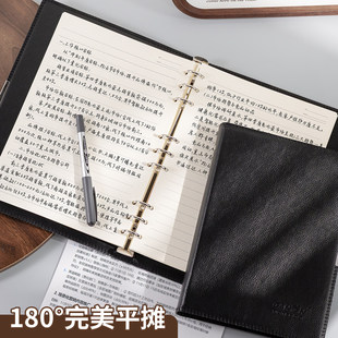 商务活页笔记本9孔b5记事本子工作手册a5办公会议记录本6孔可拆卸替换内芯黑色红色磁扣本G-25定制印LOGO文字