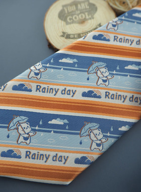 【剡原手作】夏雨熊 原创JK/DK领带领结蓝色可爱色织条纹涤丝