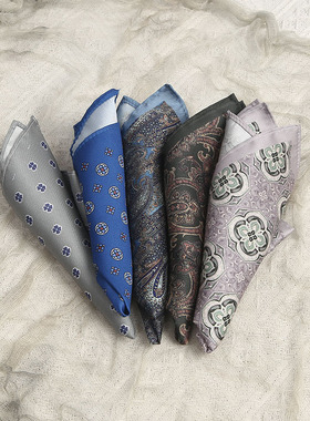 涤丝条纹衬衫方巾口袋巾英伦港风复古高级感经典复古百搭正装高级