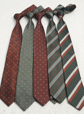 手打领带花色涤丝英伦港风高级感复古休闲男士衬衫工作配饰品帅气