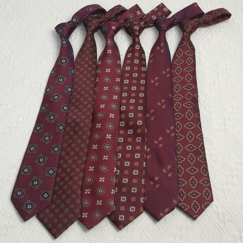 涤丝花色手打领带英伦港风高级感复古时髦帅气休闲男衬衫百搭配饰