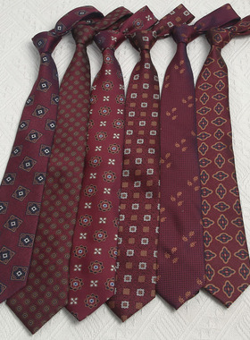 涤丝花色手打领带英伦港风高级感复古时髦帅气休闲男衬衫百搭配饰