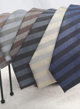 条纹手打涤丝领带学院风废土风男生女生上衣衬衫配饰帅气复古时髦