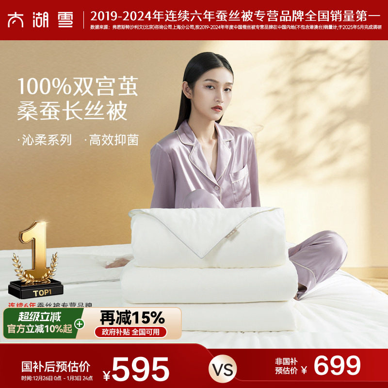 太湖雪100%双宫茧桑蚕长丝被子被芯春秋子母冬被沁柔