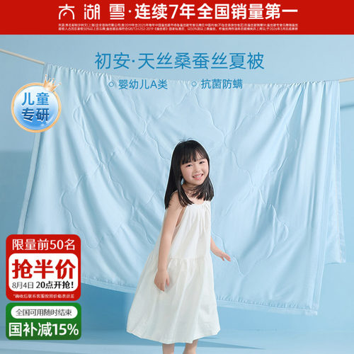 太湖雪100%蚕丝填充天丝儿童夏被