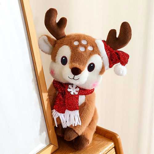 圣诞节礼物圣诞老人麋鹿玩偶摆件可爱小鹿毛绒玩具公仔布娃娃女生