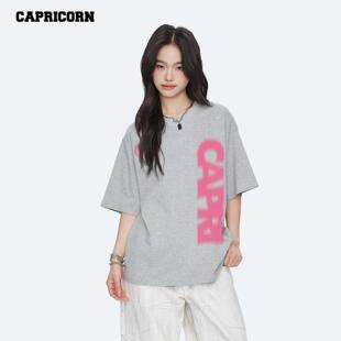 CAPRICORN 美式字母纯棉t恤短袖女2025夏季新款潮牌内搭半袖上衣
