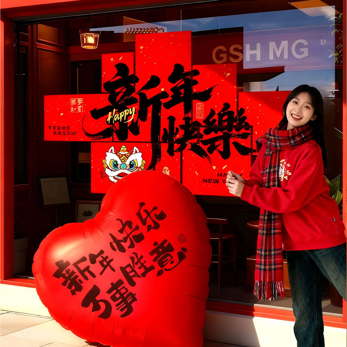 春节新年装饰贴纸商场门店公司背景墙过年氛围场景布置拍照道具,家居饰品,软装墙贴,淘宝优惠券,粉丝福利购,淘宝优惠卷