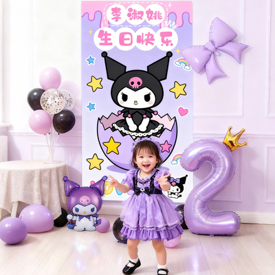 库洛米女孩生日画布条幅装饰背景