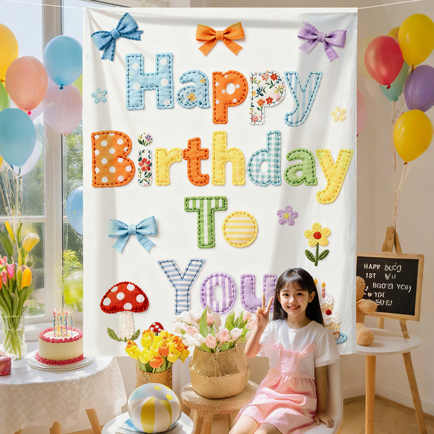INS风生日英文贴布画布气球装饰简约色彩儿童派对氛围仪式感布置,节庆用品/礼品,节日装扮用品,淘宝优惠券,粉丝福利购,淘宝优惠卷